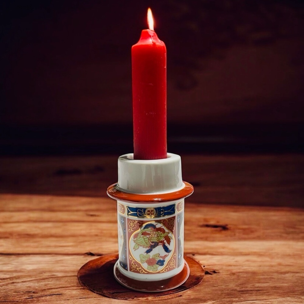 VTG COLONIAL CANDLE COMPANY TAIWAN CANDLE HOLDER TAPER, VOTIVE, TEA ASIAN STYLE